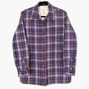 LL Bean Plaid Shirt Jacket Womens Medium Fleece Lined Shacket